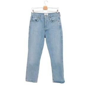 AGOLDE Riley Crop Jeans Light Wash High Rise Straight Leg Denim Size 28